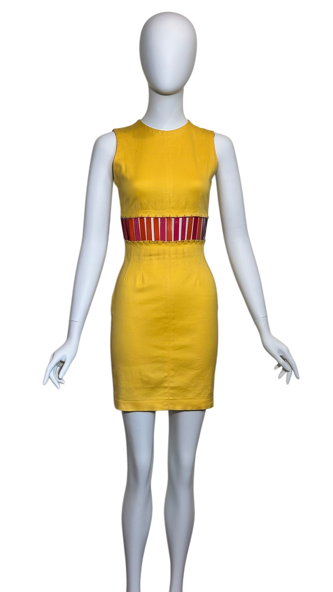 Paco Rabanne 1990s Mod Metal Panel Cutout Mini Dress