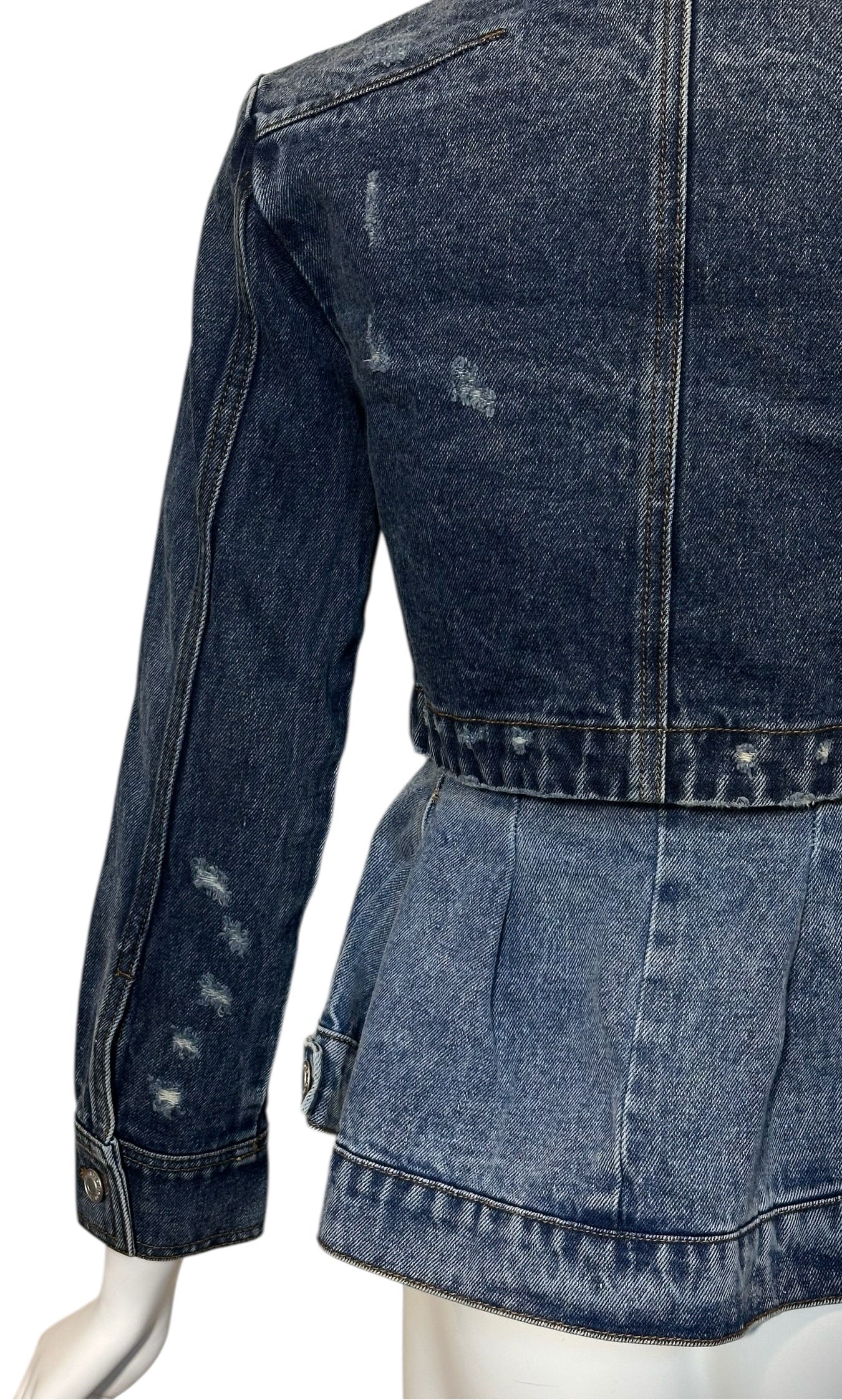 Alexander McQueen Sculpted Layered Peplum Denim Jacket, 2000s