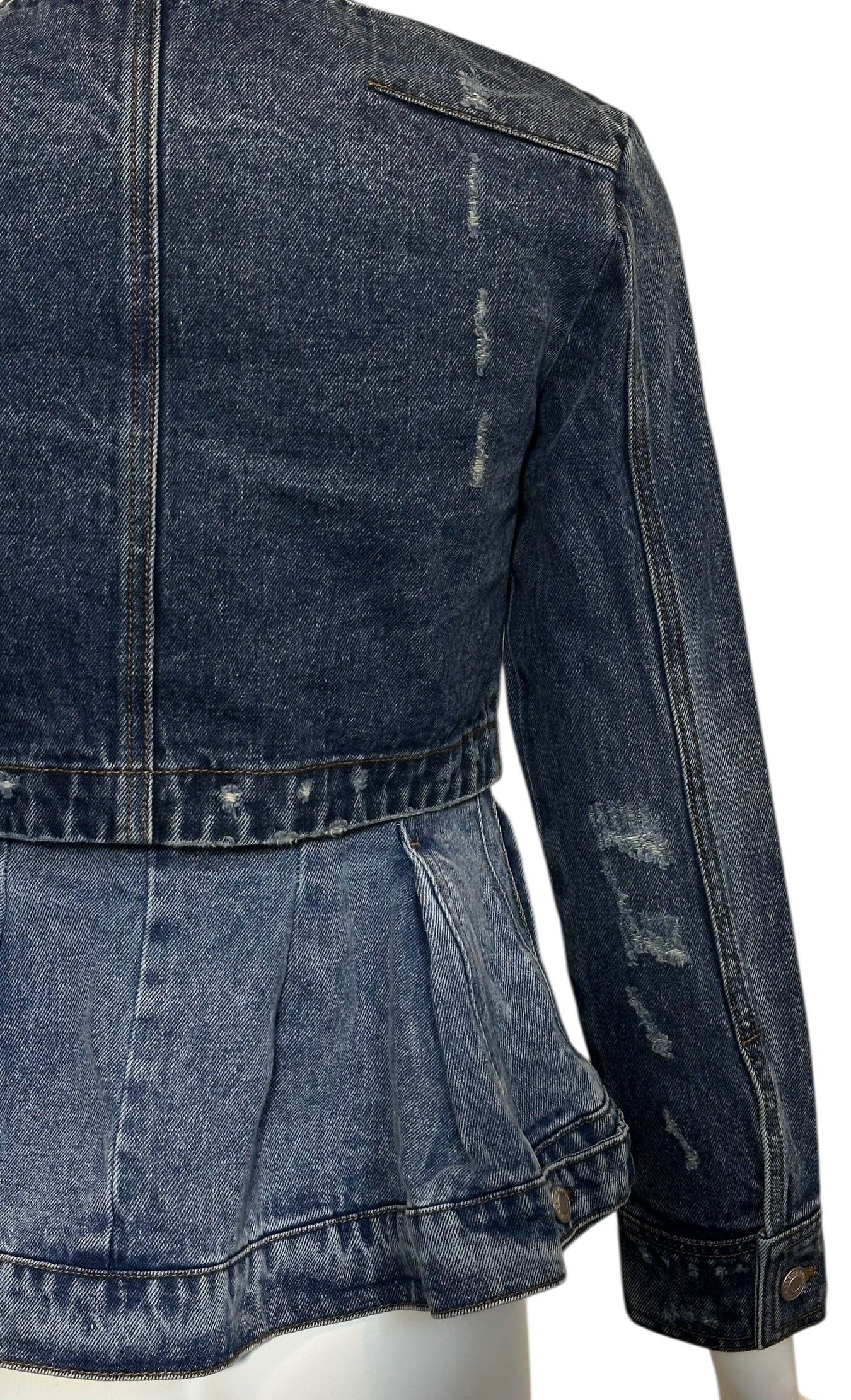 Alexander McQueen Sculpted Layered Peplum Denim Jacket, 2000s