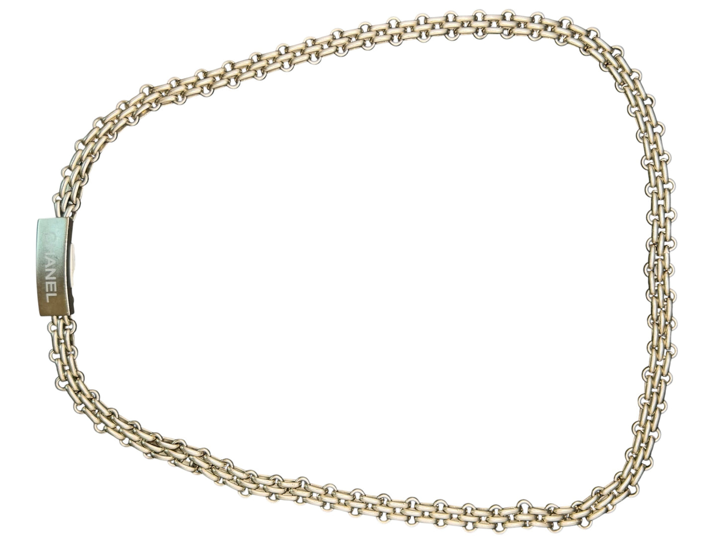 Chanel 1998 Silver-Plated Chain Link Necklace with Logo Clasp | 28”