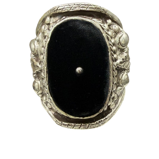 Tom Ford for Yves Saint Laurent F/W 2002 Runway Look 25 Silver-Tone & Velvet Pin Cushion Cuff Bracelet
