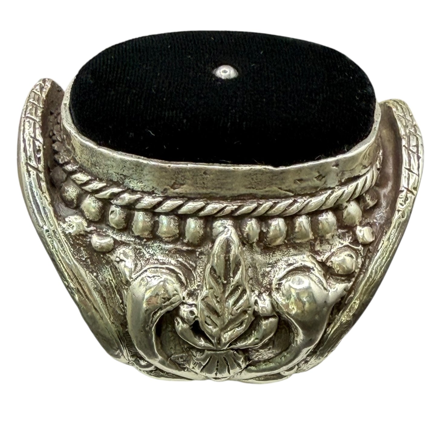 Tom Ford for Yves Saint Laurent F/W 2002 Runway Look 25 Silver-Tone & Velvet Pin Cushion Cuff Bracelet
