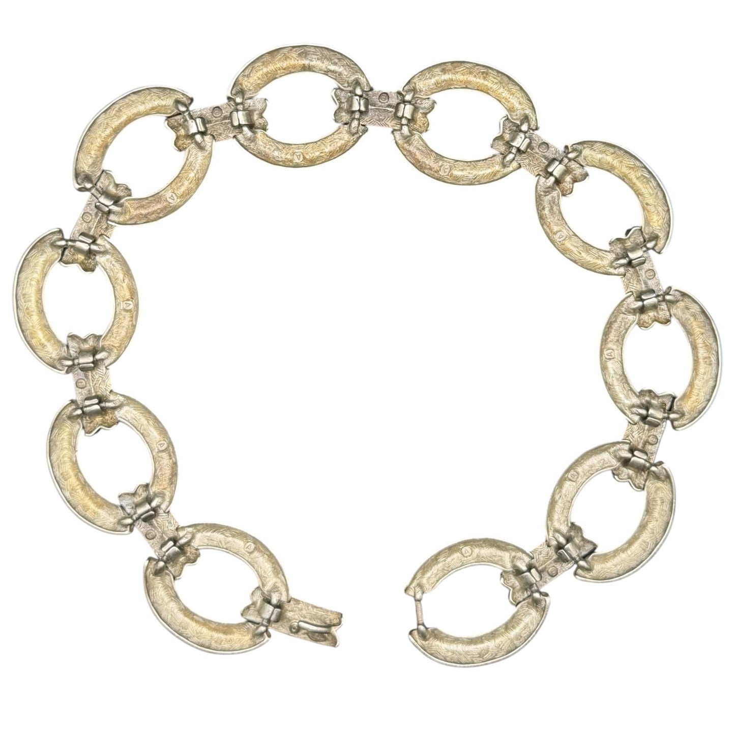 Vintage Givenchy 1980s Sculptural Silver-Tone Oval Link Parure Set Necklace Bracelet & Earrings