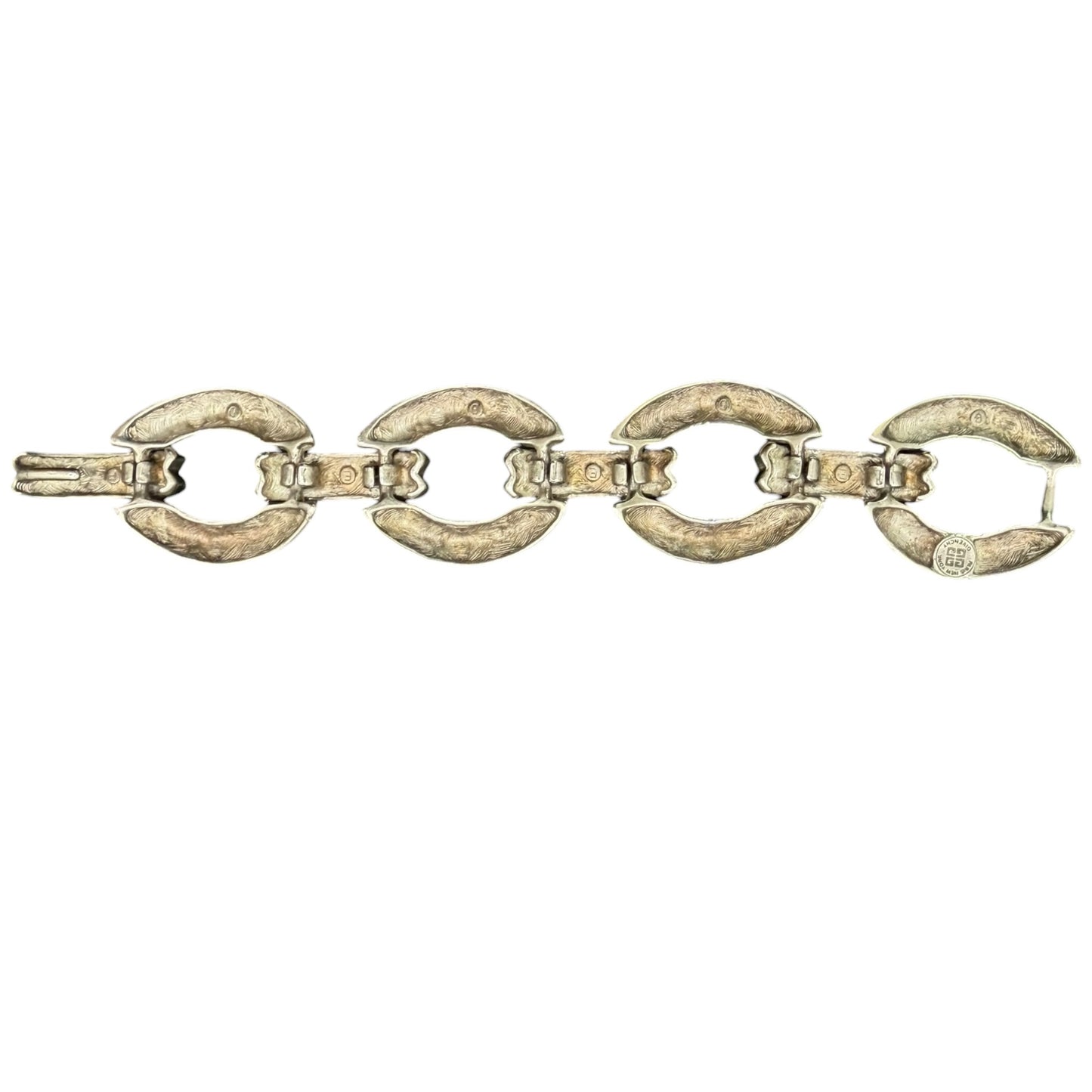 Vintage Givenchy 1980s Sculptural Silver-Tone Oval Link Parure Set Necklace Bracelet & Earrings