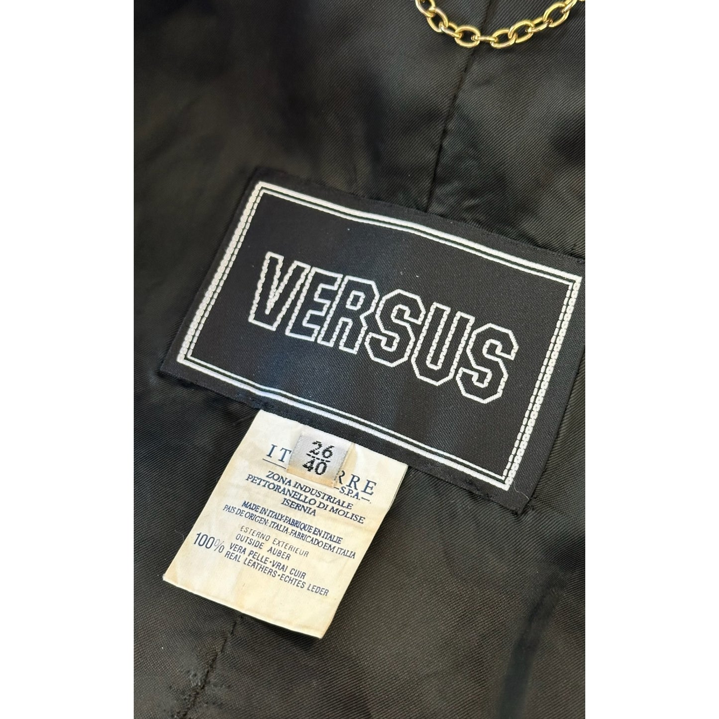 1990s Versace Sport Brown Embossed Croc Leather Moto Jacket IT 40