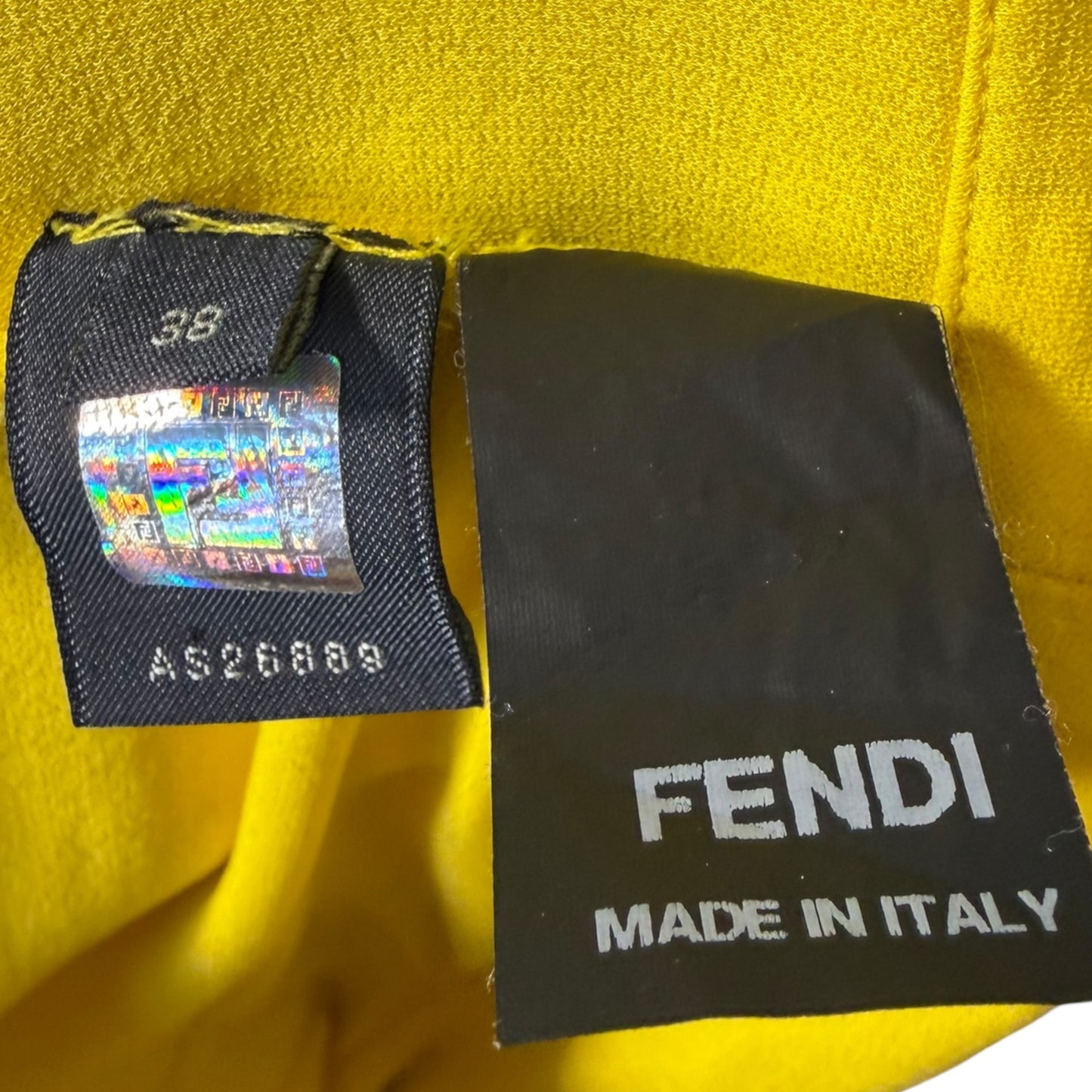 Fendi Yellow Pleated Sleeveless Stretch Rayon Dress Made in Italy Size 38