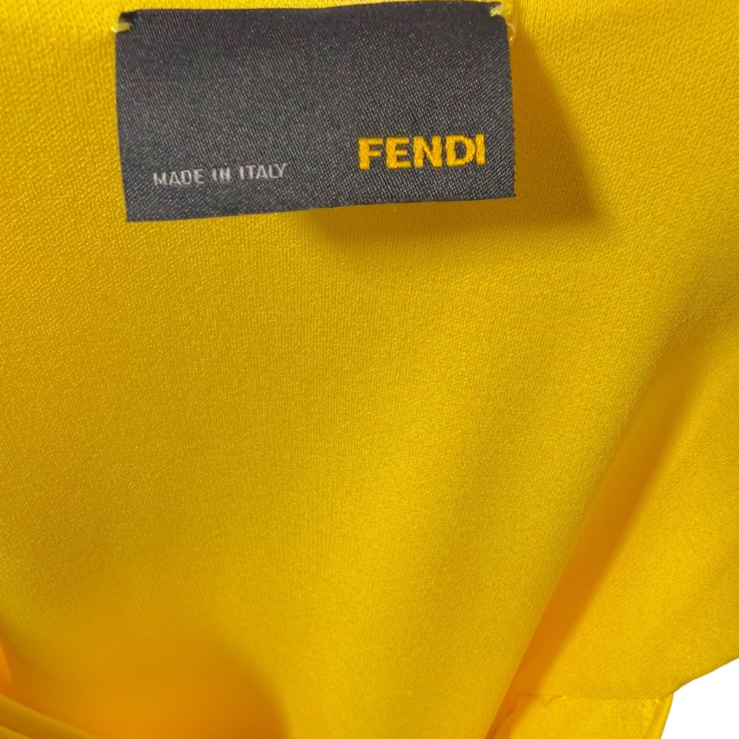 Fendi Yellow Pleated Sleeveless Stretch Rayon Dress Made in Italy Size 38