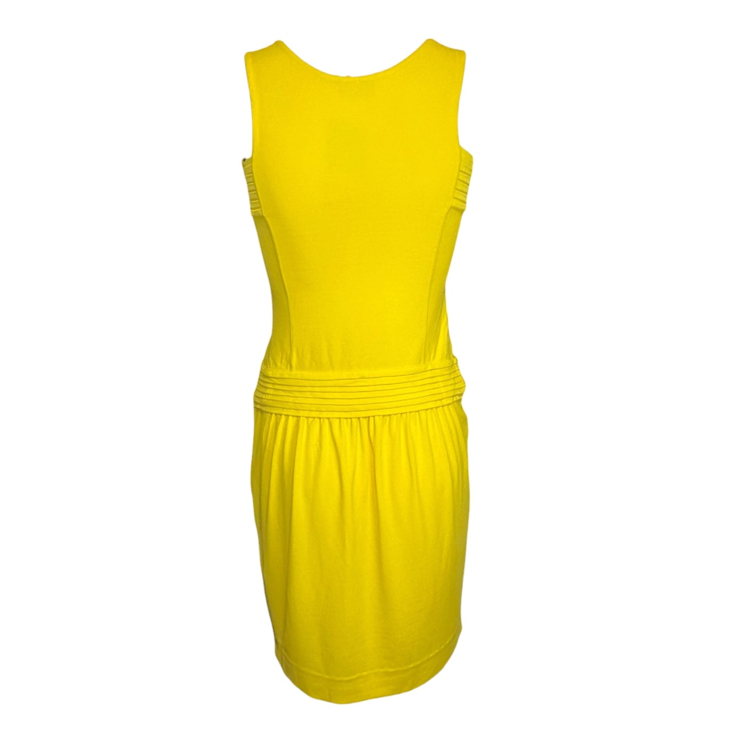 Fendi Yellow Pleated Sleeveless Stretch Rayon Dress Made in Italy Size 38