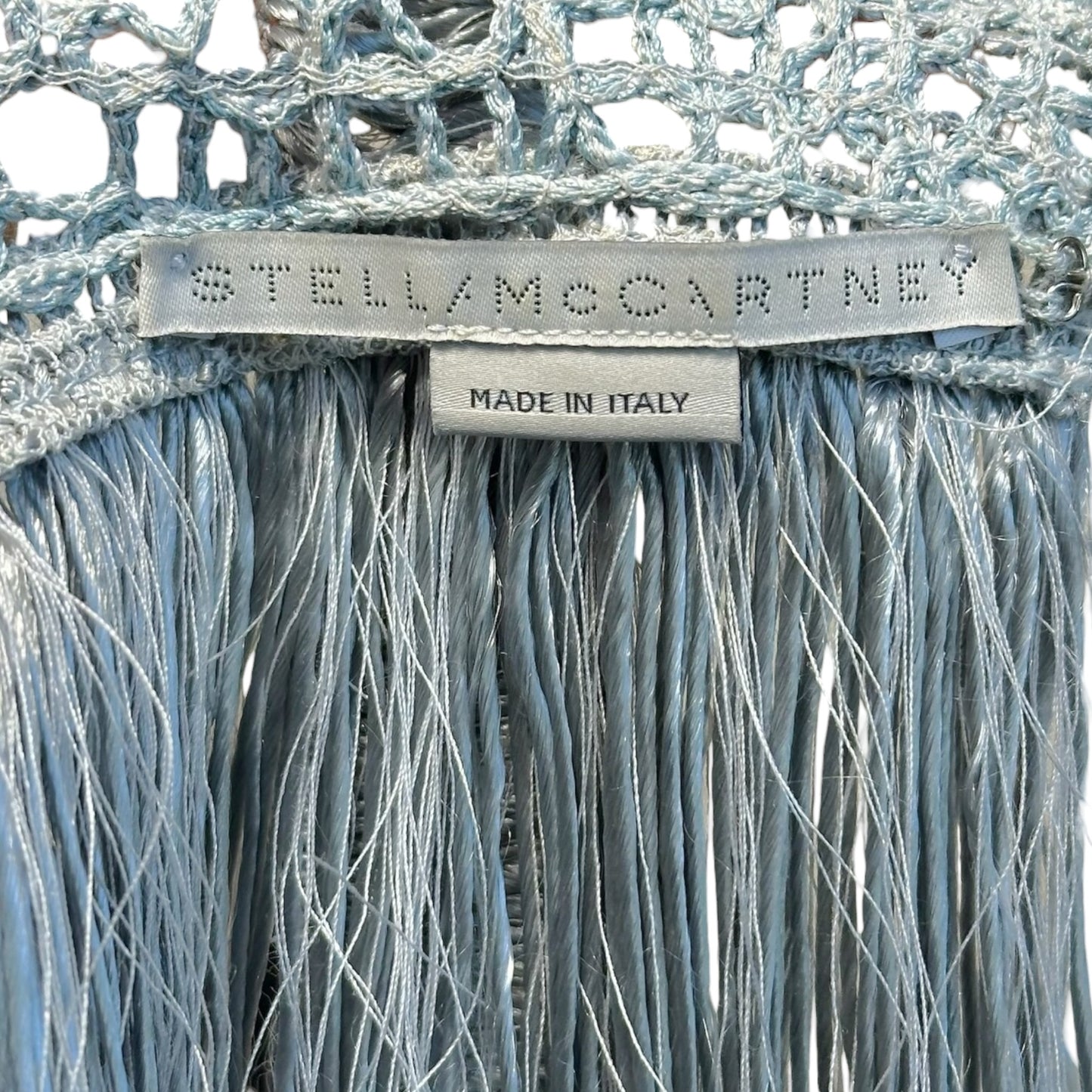 Stella McCartney Ice Blue Crochet Fringe Crop Top Size S Made in Italy