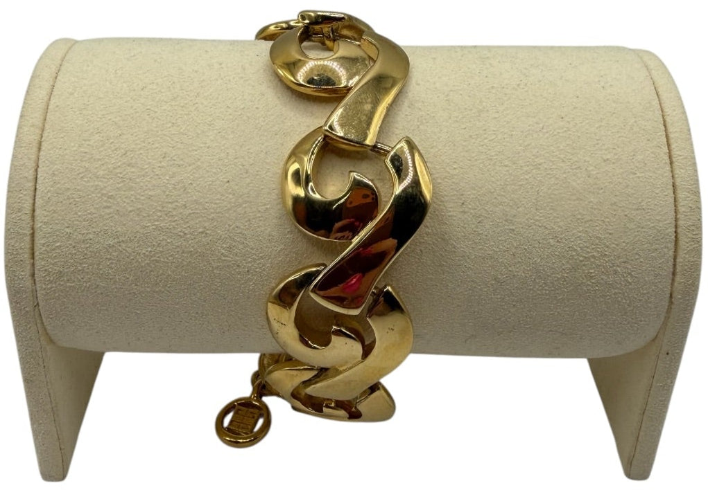 Vintage Givenchy 4G Medallion Gold Tone Swirl Link Bracelet | Early 1990s
