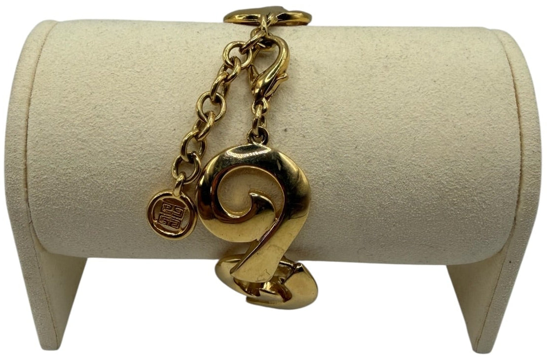 Vintage Givenchy 4G Medallion Gold Tone Swirl Link Bracelet | Early 1990s