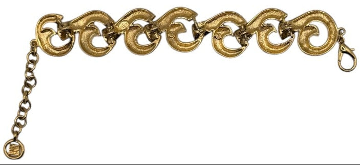 Vintage Givenchy 4G Medallion Gold Tone Swirl Link Bracelet | Early 1990s