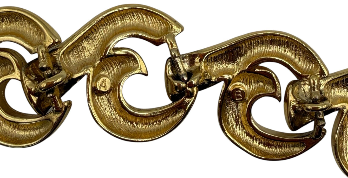 Vintage Givenchy 4G Medallion Gold Tone Swirl Link Bracelet | Early 1990s