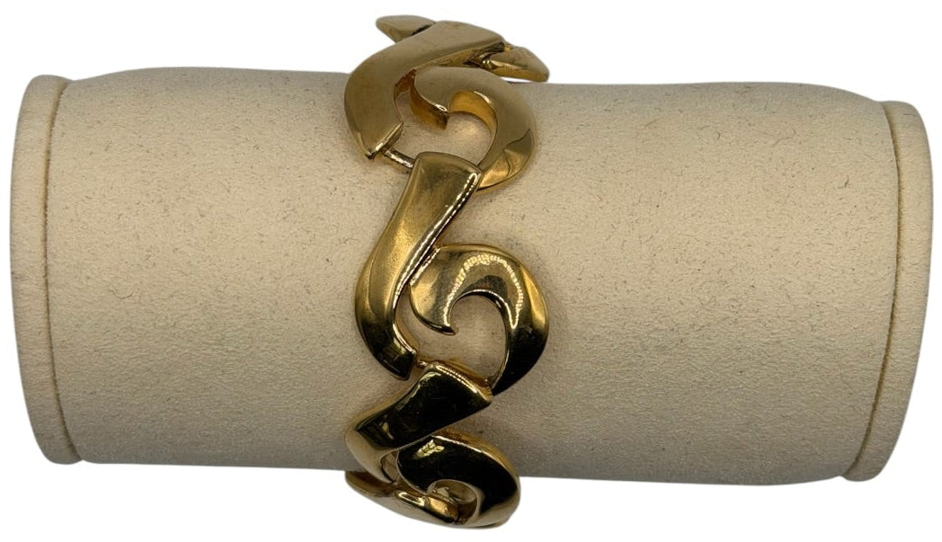 Vintage Givenchy 4G Medallion Gold Tone Swirl Link Bracelet | Early 1990s