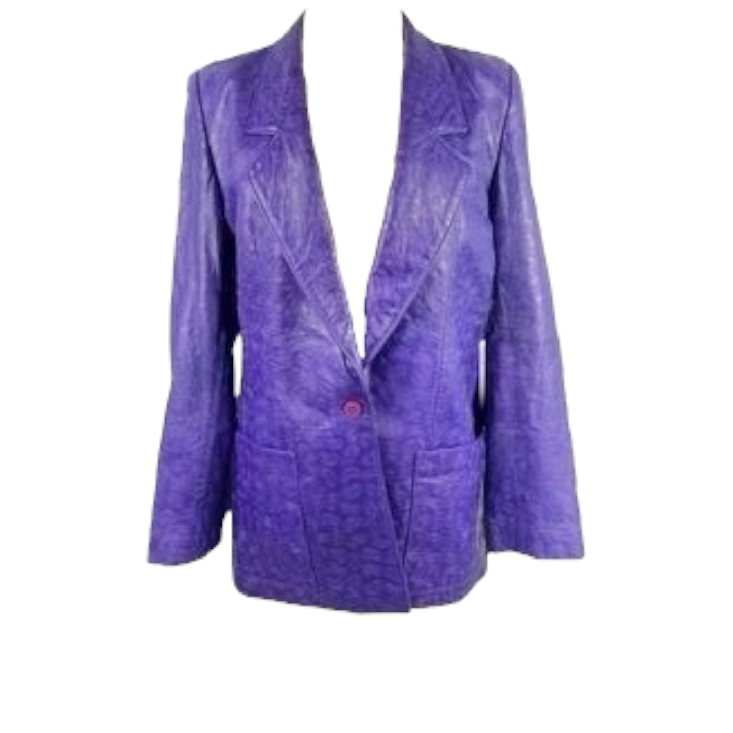 Michael Hoban for North Beach Leather Vintage 1980s Purple Embossed Paisley Leather Jacket