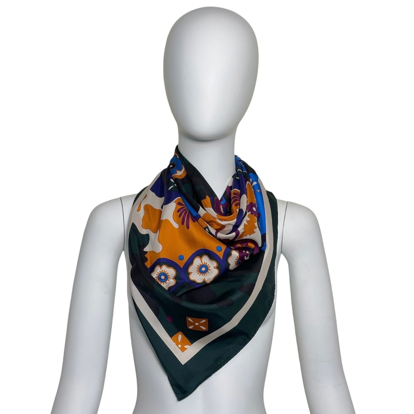Vintage Christian Dior Multicolor Floral Print Silk Scarf 34” x 34”