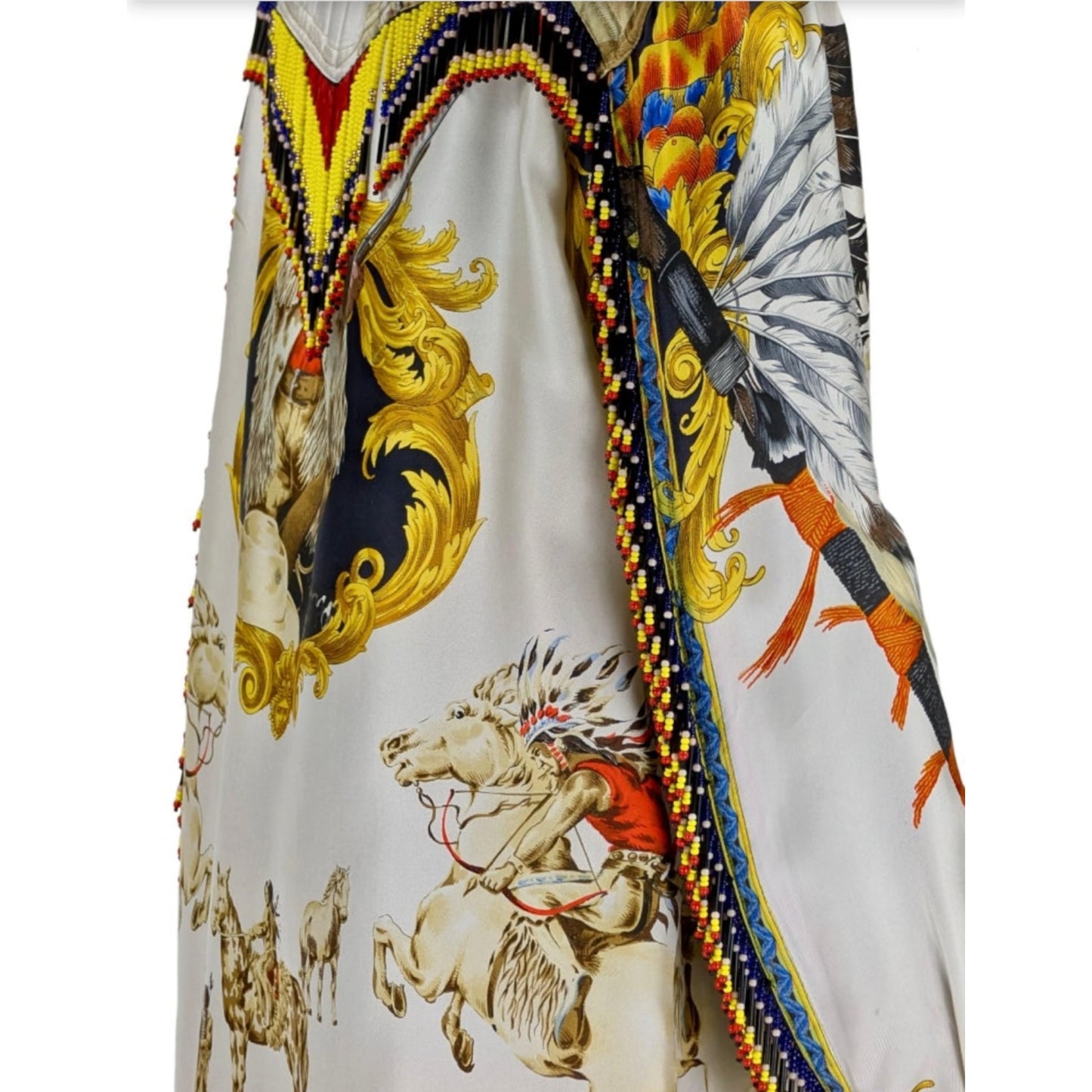 Gianni Versace "Buffalo Bill" Beaded Fringe Silk Blouse, 1990s