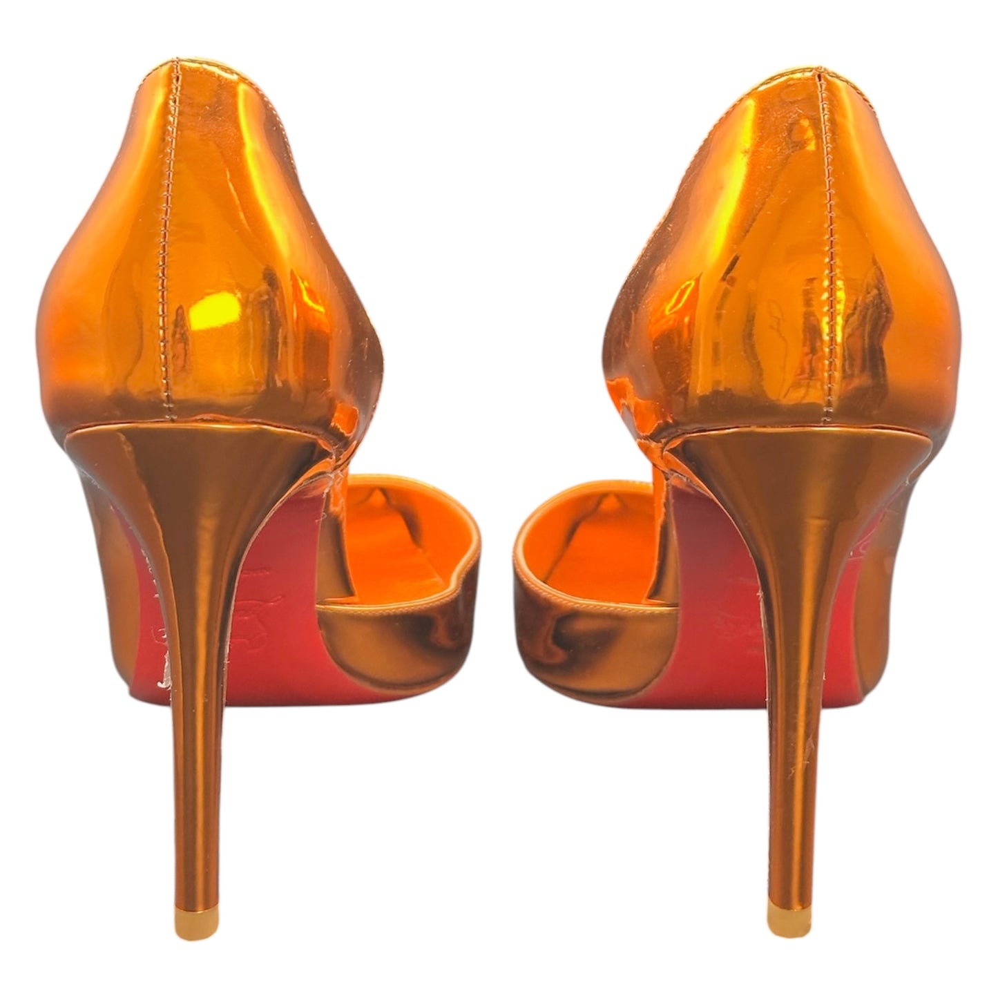 Christian Louboutin Kate 100 Iriza Saba Gold Mirror Leather Pumps Size 39