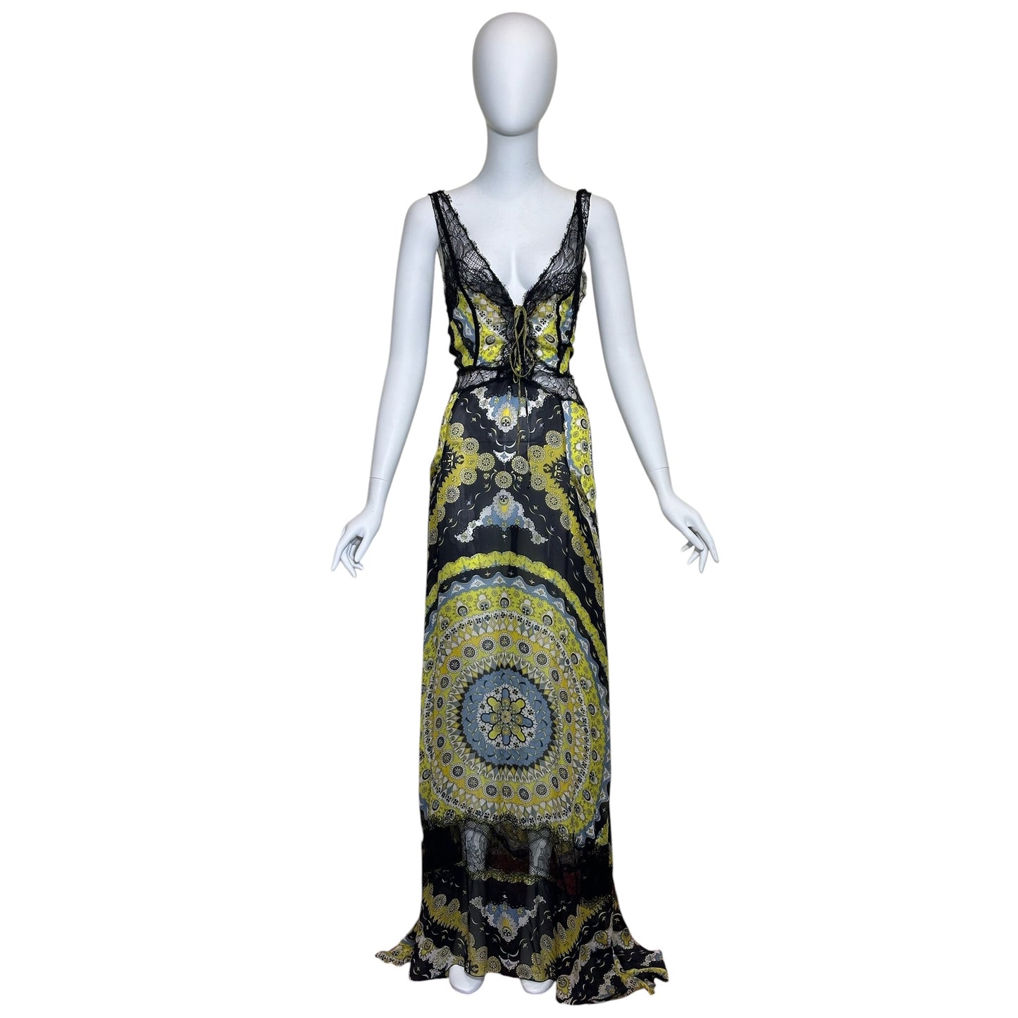 Emilio Pucci S/S 2012 by Peter Dundas Silk Lace Print Maxi Gown Size M