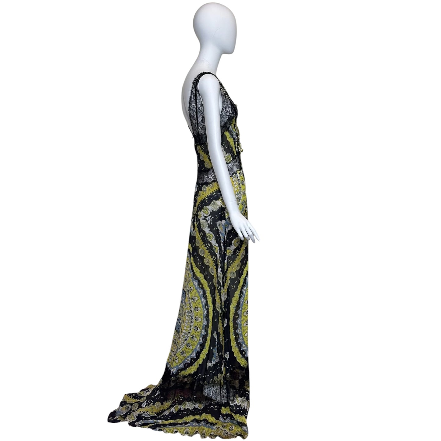 Emilio Pucci S/S 2012 by Peter Dundas Silk Lace Print Maxi Gown Size M