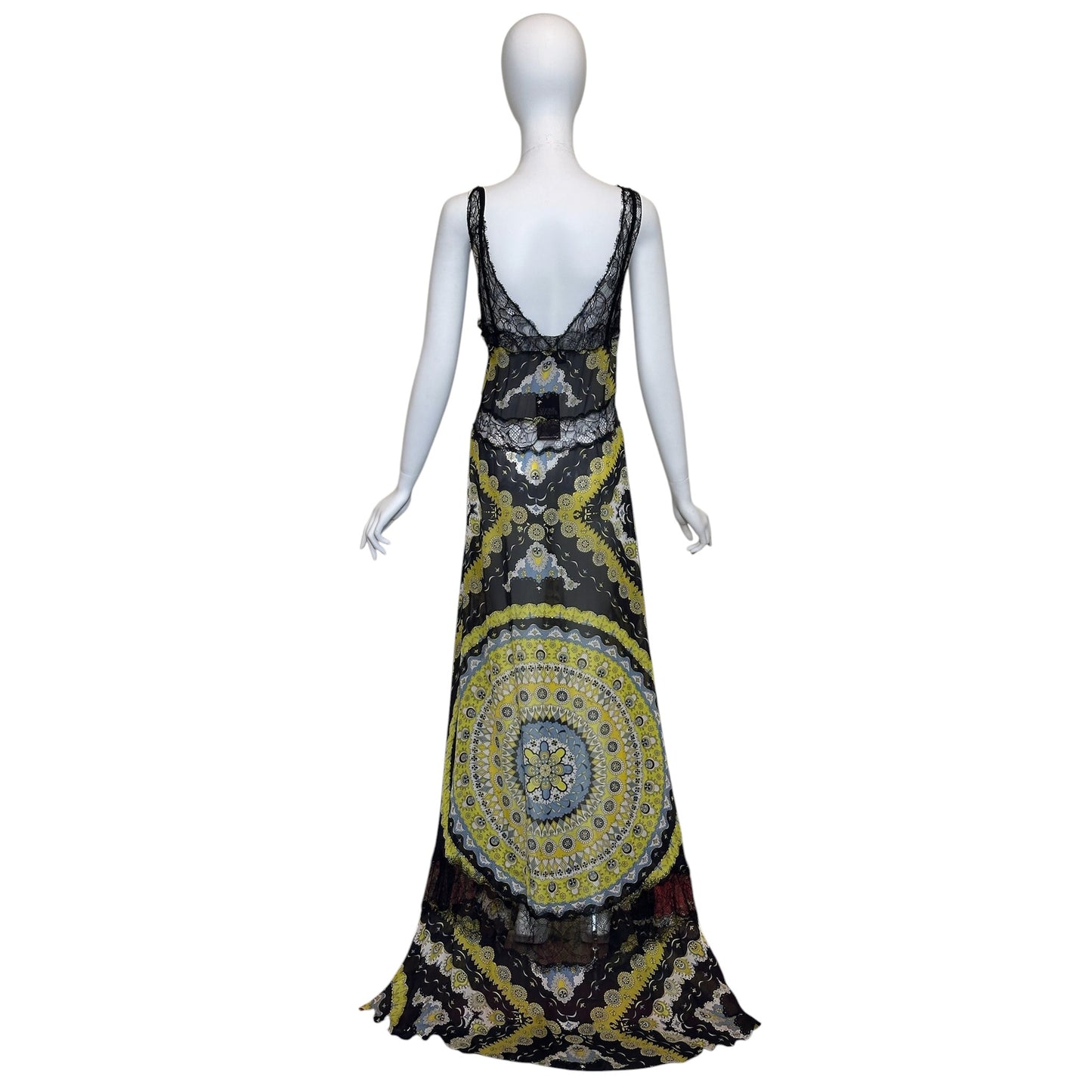 Emilio Pucci S/S 2012 by Peter Dundas Silk Lace Print Maxi Gown Size M