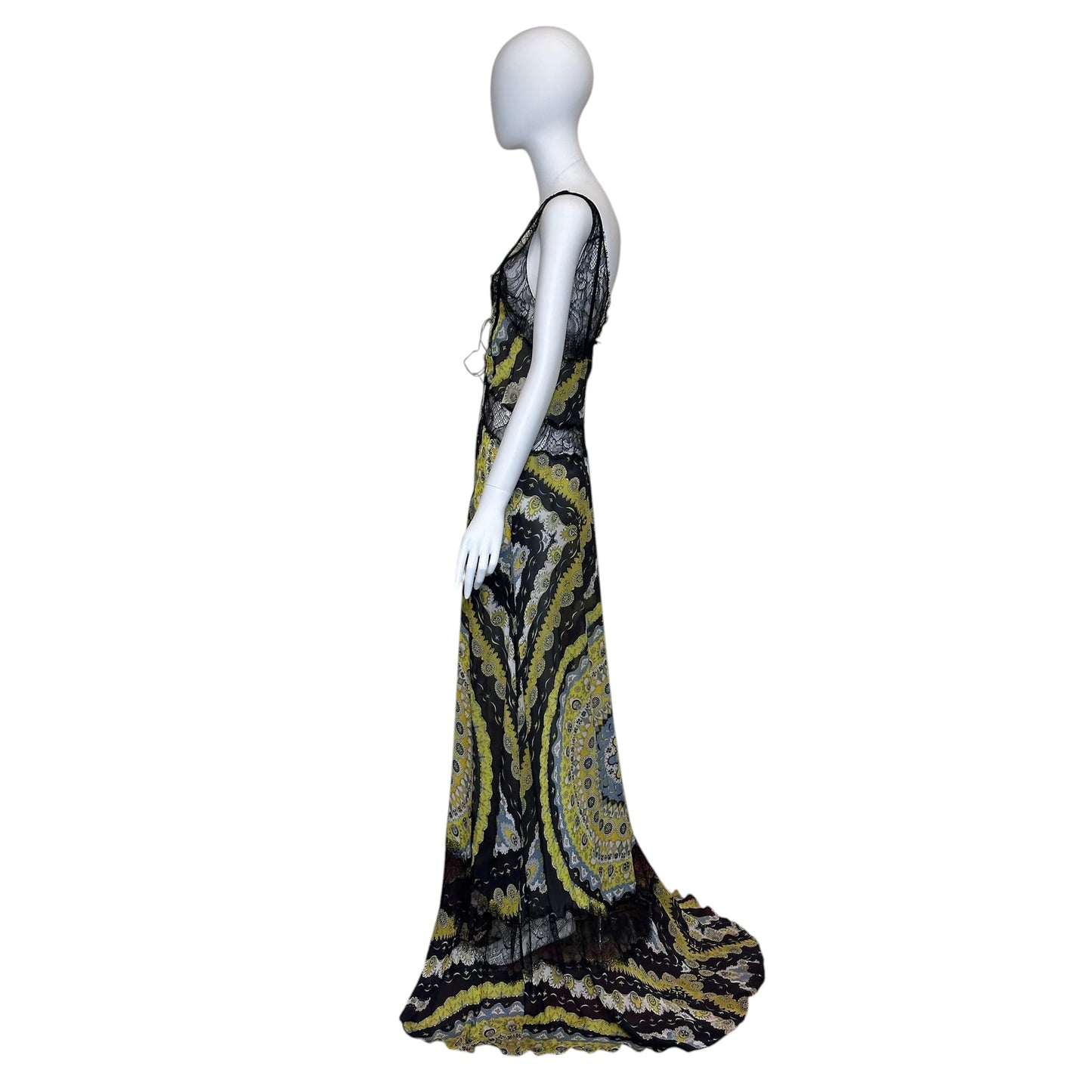 Emilio Pucci S/S 2012 by Peter Dundas Silk Lace Print Maxi Gown Size M