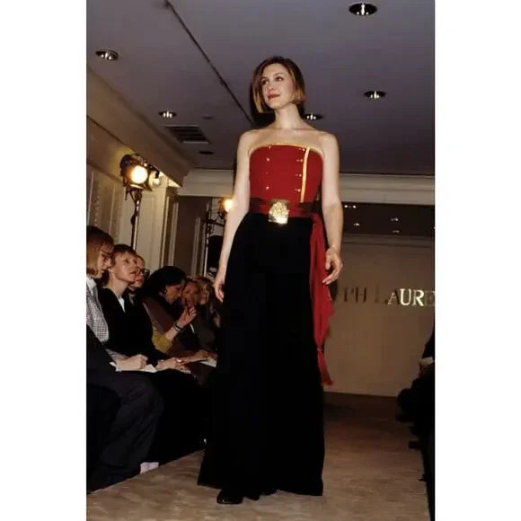 Ralph Lauren Purple Label Fall 1990 Runway Scarlet Red Military Bustier Top Size 8