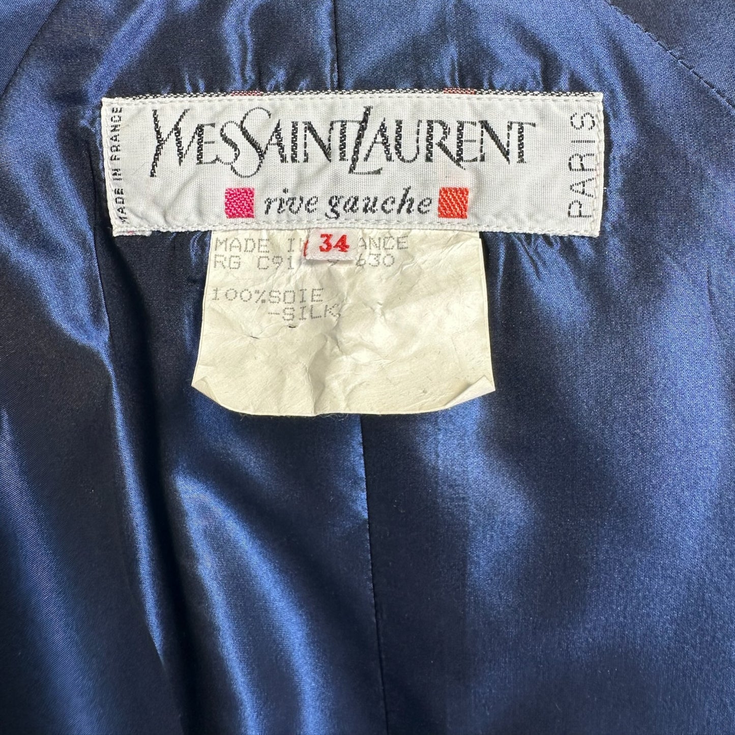 Yves Saint Laurent Rive Gauche Tom Ford Era Sapphire Blue Silk Taffeta Belted Trench Coat – Size FR 34