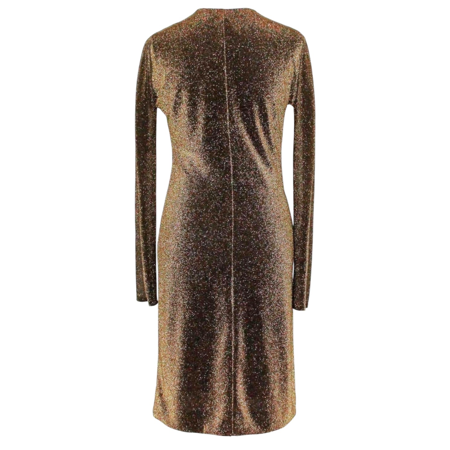 Gucci by Tom Ford F/W 2000 Runway Gold Lurex Plunging Dress w/ Signature Dionysus Tiger Brooch Size 38
