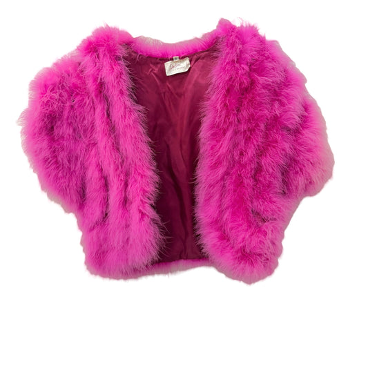 Intimé of California 1970s Hot Pink Marabou Feather Vest, Cropped Open-Front, Size S