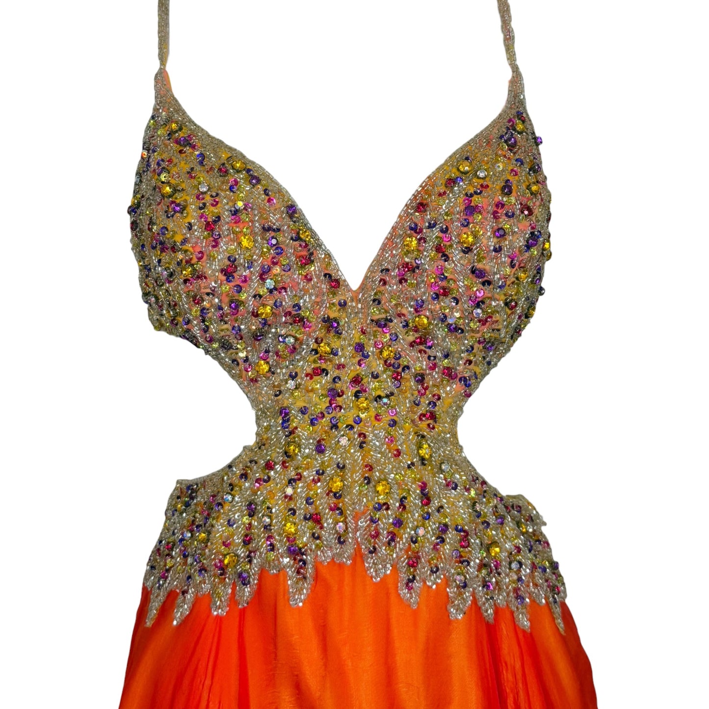 Renaissance Collection Vintage Y2K Beaded Silk Ombré Cutout Evening Gown Size 2