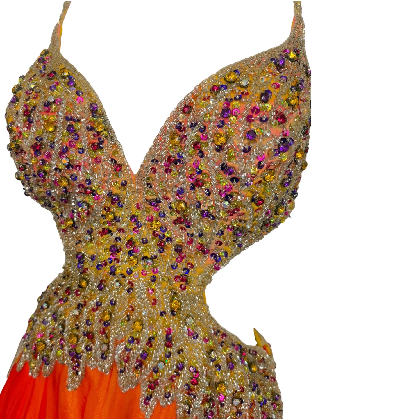 Renaissance Collection Vintage Y2K Beaded Silk Ombré Cutout Evening Gown Size 2