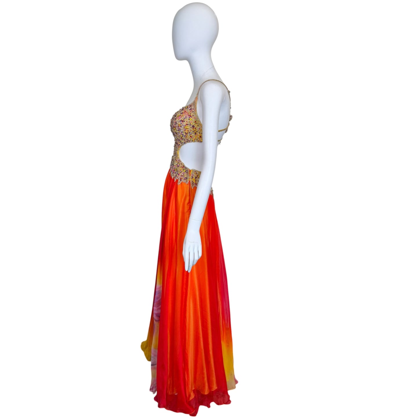 Renaissance Collection Vintage Y2K Beaded Silk Ombré Cutout Evening Gown Size 2