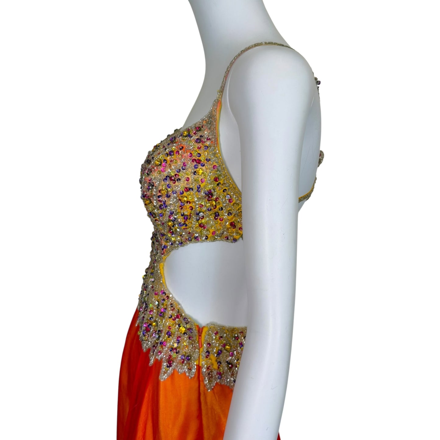 Renaissance Collection Vintage Y2K Beaded Silk Ombré Cutout Evening Gown Size 2