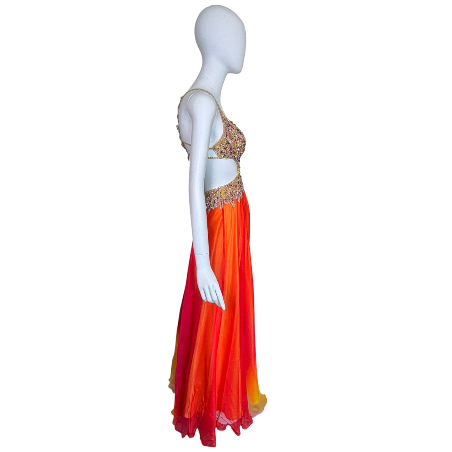 Renaissance Collection Vintage Y2K Beaded Silk Ombré Cutout Evening Gown Size 2
