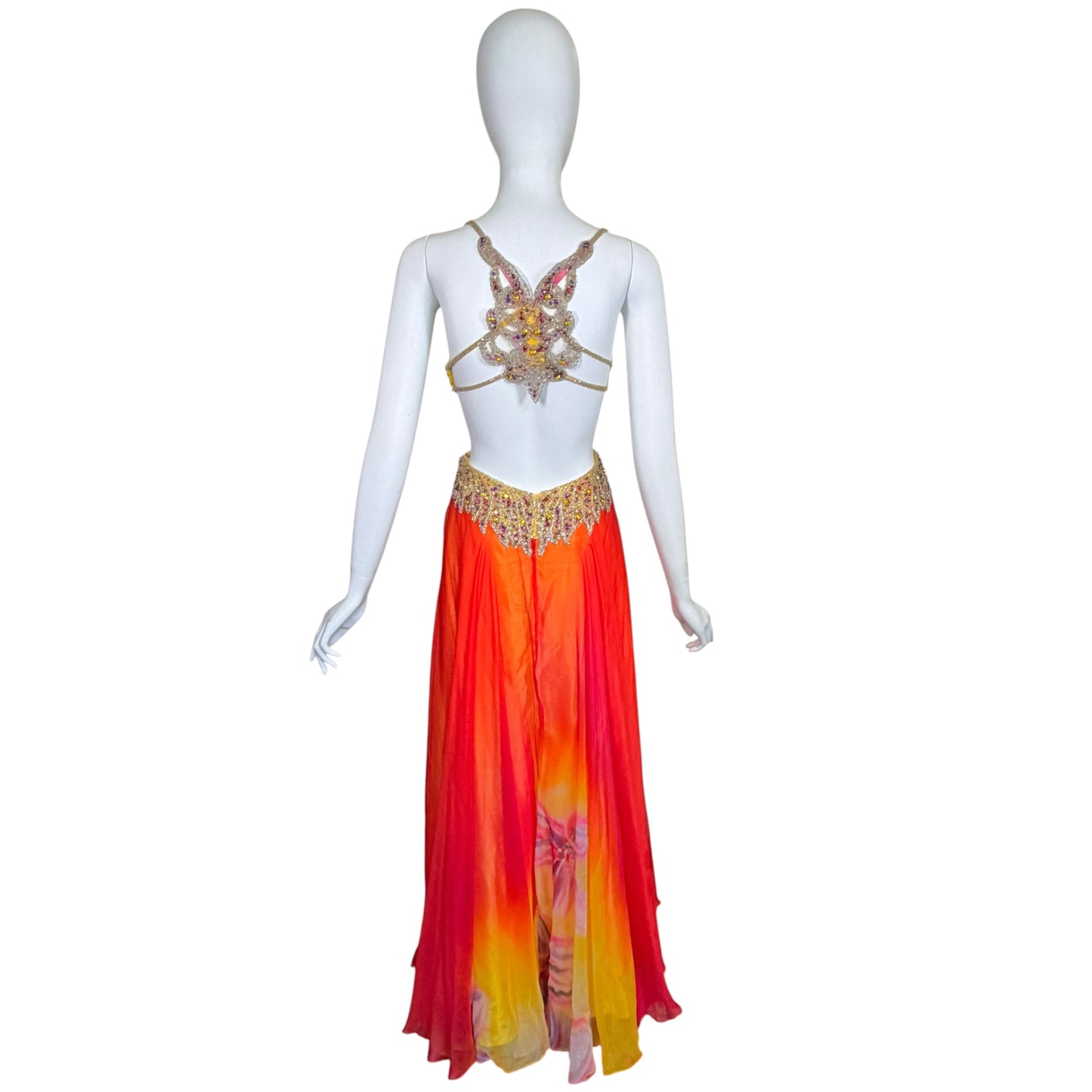 Renaissance Collection Vintage Y2K Beaded Silk Ombré Cutout Evening Gown Size 2
