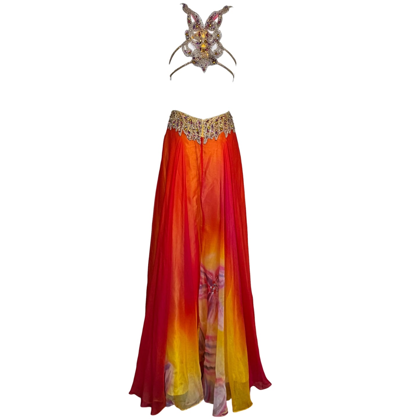 Renaissance Collection Vintage Y2K Beaded Silk Ombré Cutout Evening Gown Size 2