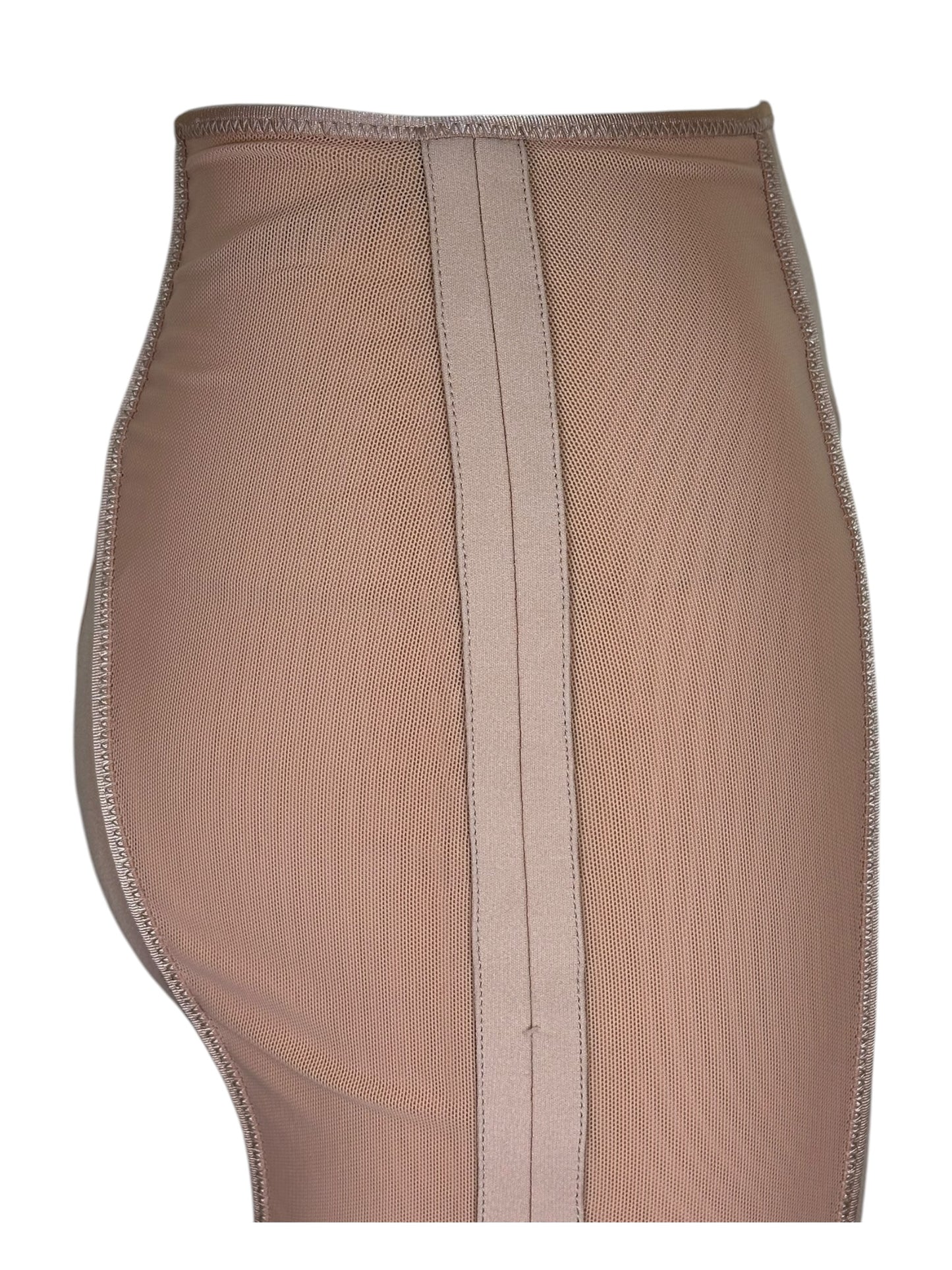 Tom Ford Beige Mesh Panel Pencil Skirt with Gold Logo Side Zipper Size 34