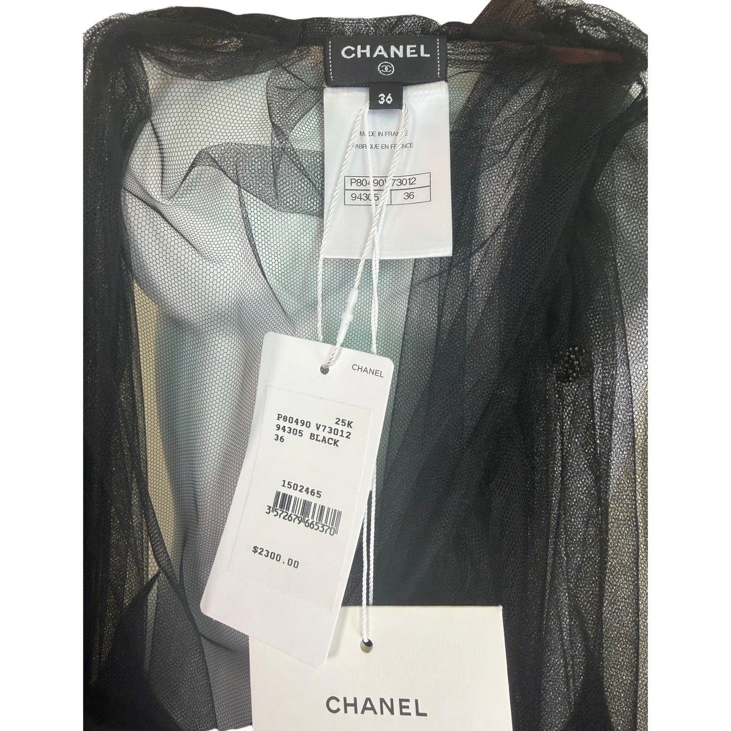 Chanel F/W 2025 Runway Look 1 Sheer Black Tulle Midi Skirt NWT Size 36