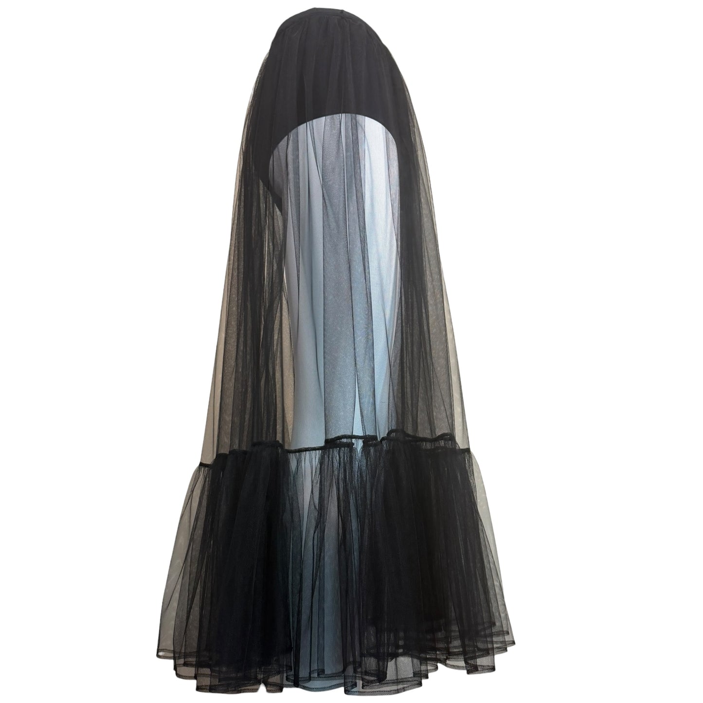 Chanel F/W 2025 Runway Look 1 Sheer Black Tulle Midi Skirt NWT Size 36
