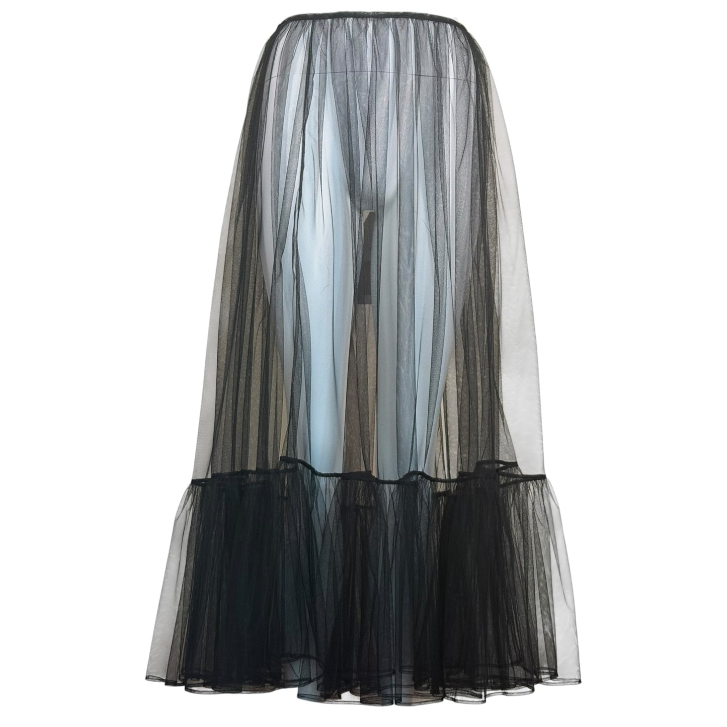 Chanel F/W 2025 Runway Look 1 Sheer Black Tulle Midi Skirt NWT Size 36
