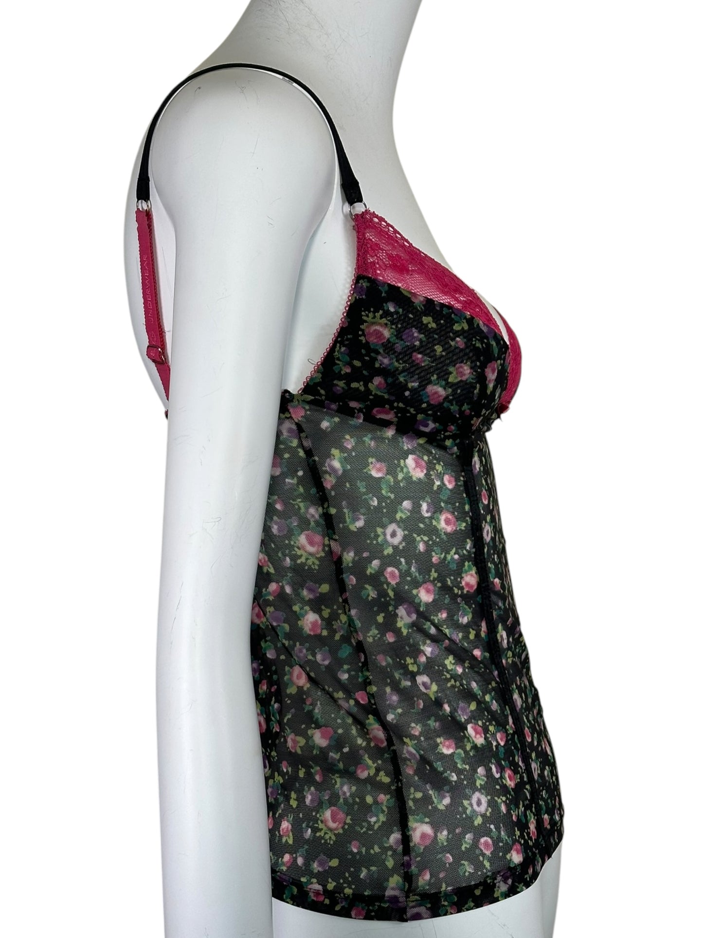 Dolce Gabbana 90’s Floral Pink Fuchsia Mesh Bustier
