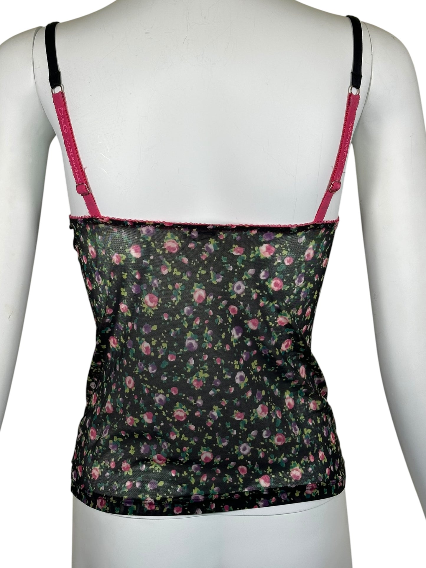 Dolce Gabbana 90’s Floral Pink Fuchsia Mesh Bustier