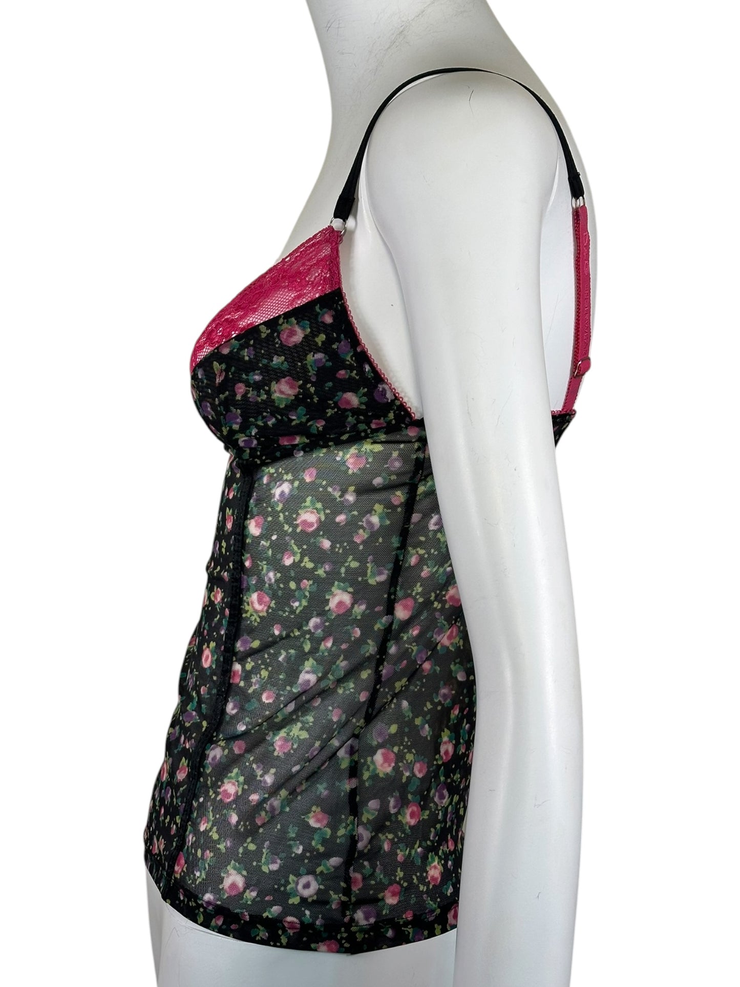 Dolce Gabbana 90’s Floral Pink Fuchsia Mesh Bustier