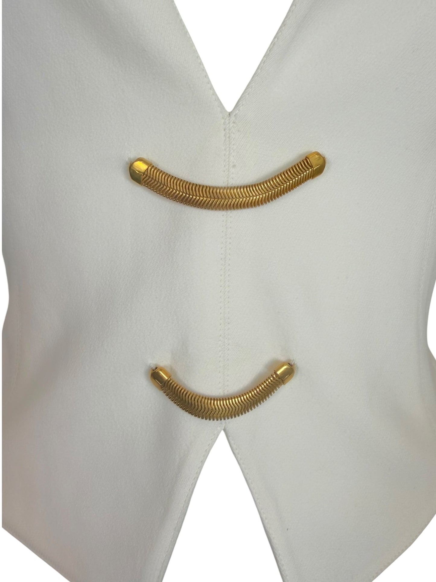 Vintage Claude Montana Paris  White Wool Halter Top with Gold Hardware | Made in Italy