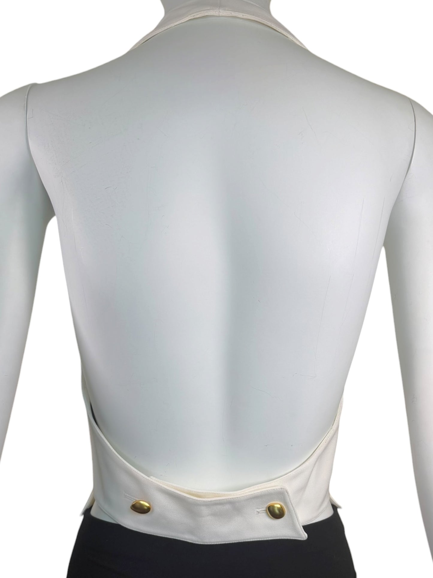 Vintage Claude Montana Paris  White Wool Halter Top with Gold Hardware | Made in Italy