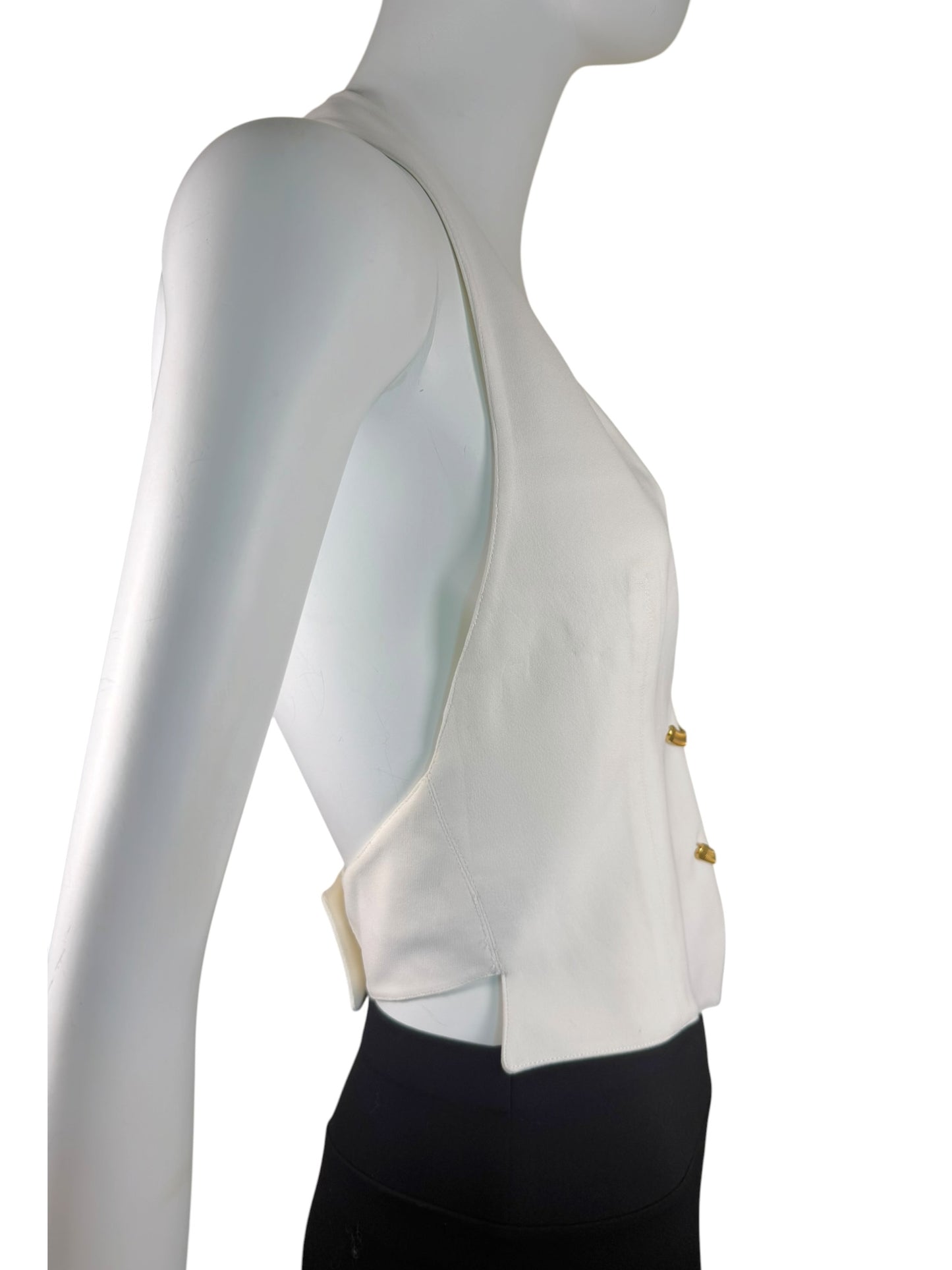 Vintage Claude Montana Paris  White Wool Halter Top with Gold Hardware | Made in Italy