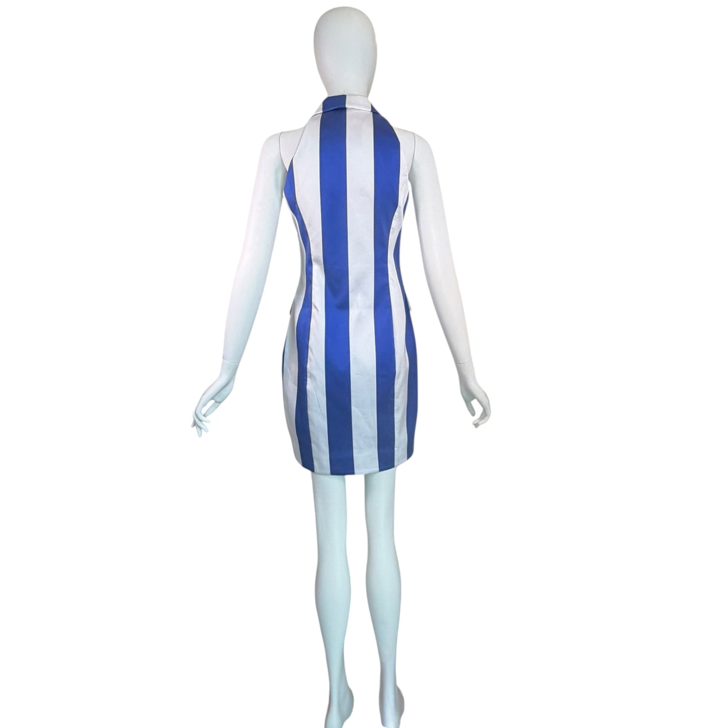 Moschino Couture! Blue & White Stripe Double-Breasted Blazer Mini Dress Size 6