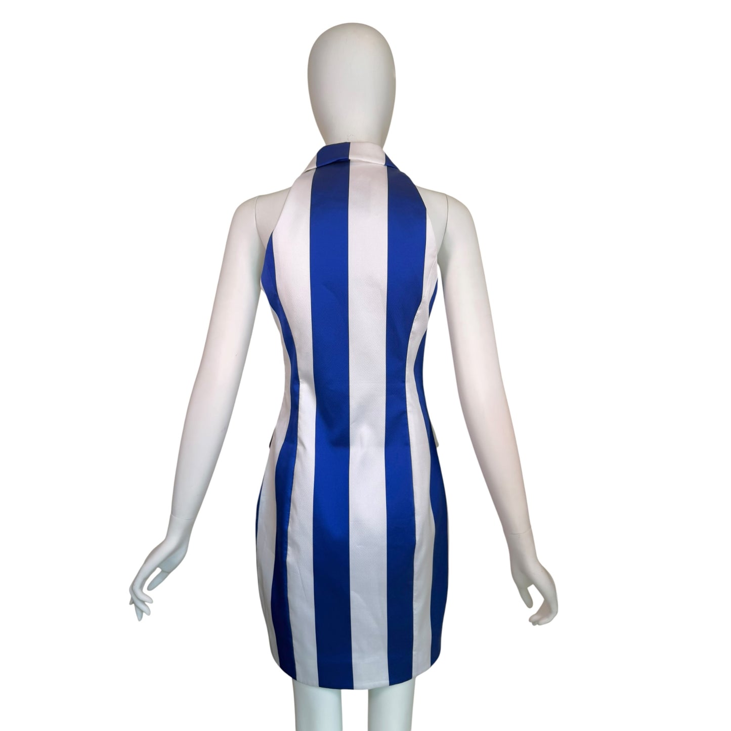 Moschino Couture! Blue & White Stripe Double-Breasted Blazer Mini Dress Size 6