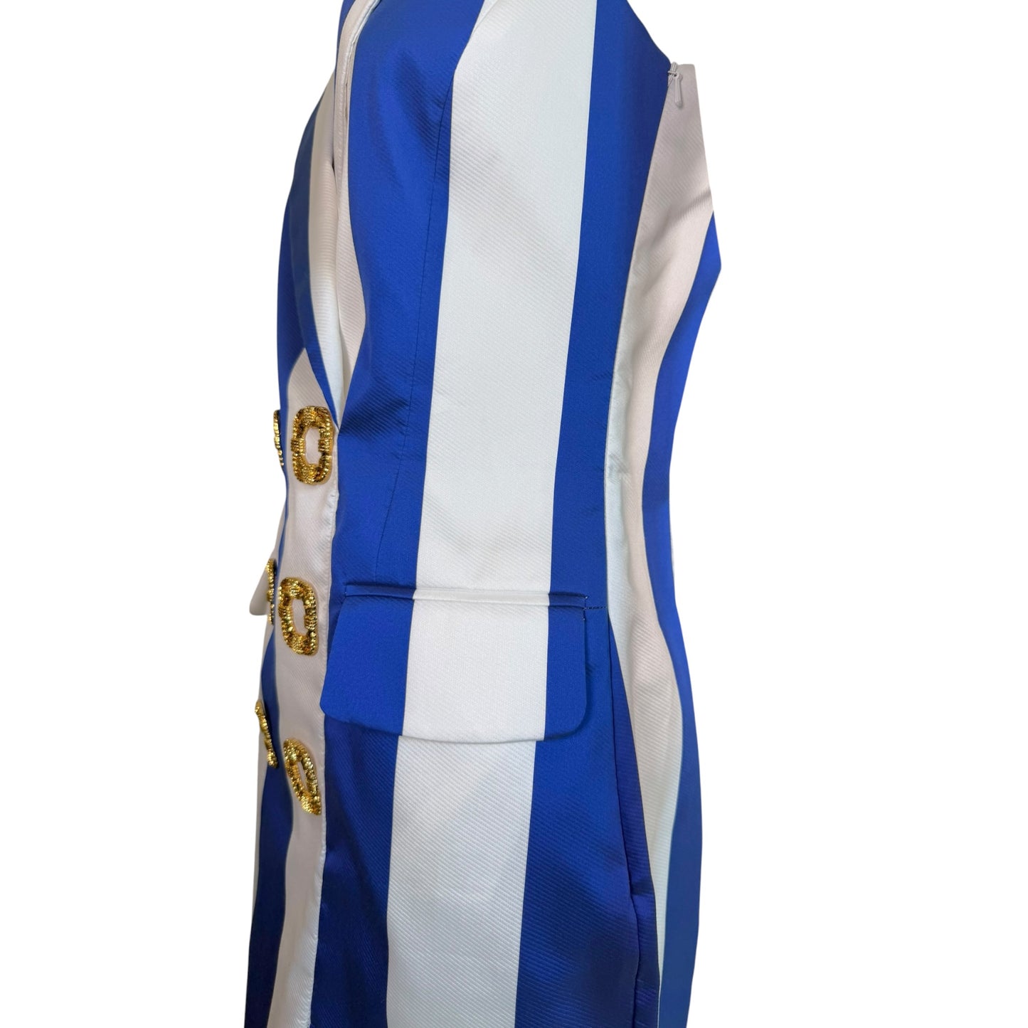Moschino Couture! Blue & White Stripe Double-Breasted Blazer Mini Dress Size 6